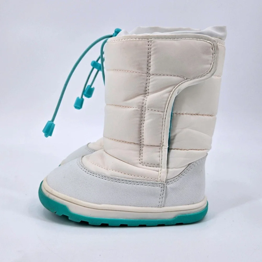 Ten Little Kids Puffer Winter Snow Boots White Teal 3M Thinsulate US 7‎ Unisex